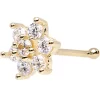 Solid 14kt Yellow Gold Clear Cubic Zirconia Flower Nose Stud