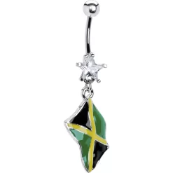 Momo Jamaica Flag Dangle Belly Ring