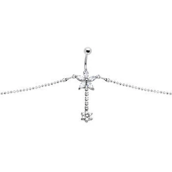 Momo Clear Gem Floweret Flower Belly Chain 2 Momo Clear Gem Floweret Flower Belly Chain - Image 2