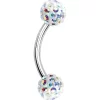 Shine Aurora Ferido Ball Eyebrow Ring Created With Crystals