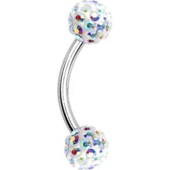 Shine Aurora Ferido Ball Eyebrow Ring Created With Crystals