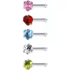 Momo 18 Gauge Stainless Steel Heart CZ Nose Bone Pack Set