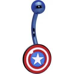 Anodized Captain American Belly Ring