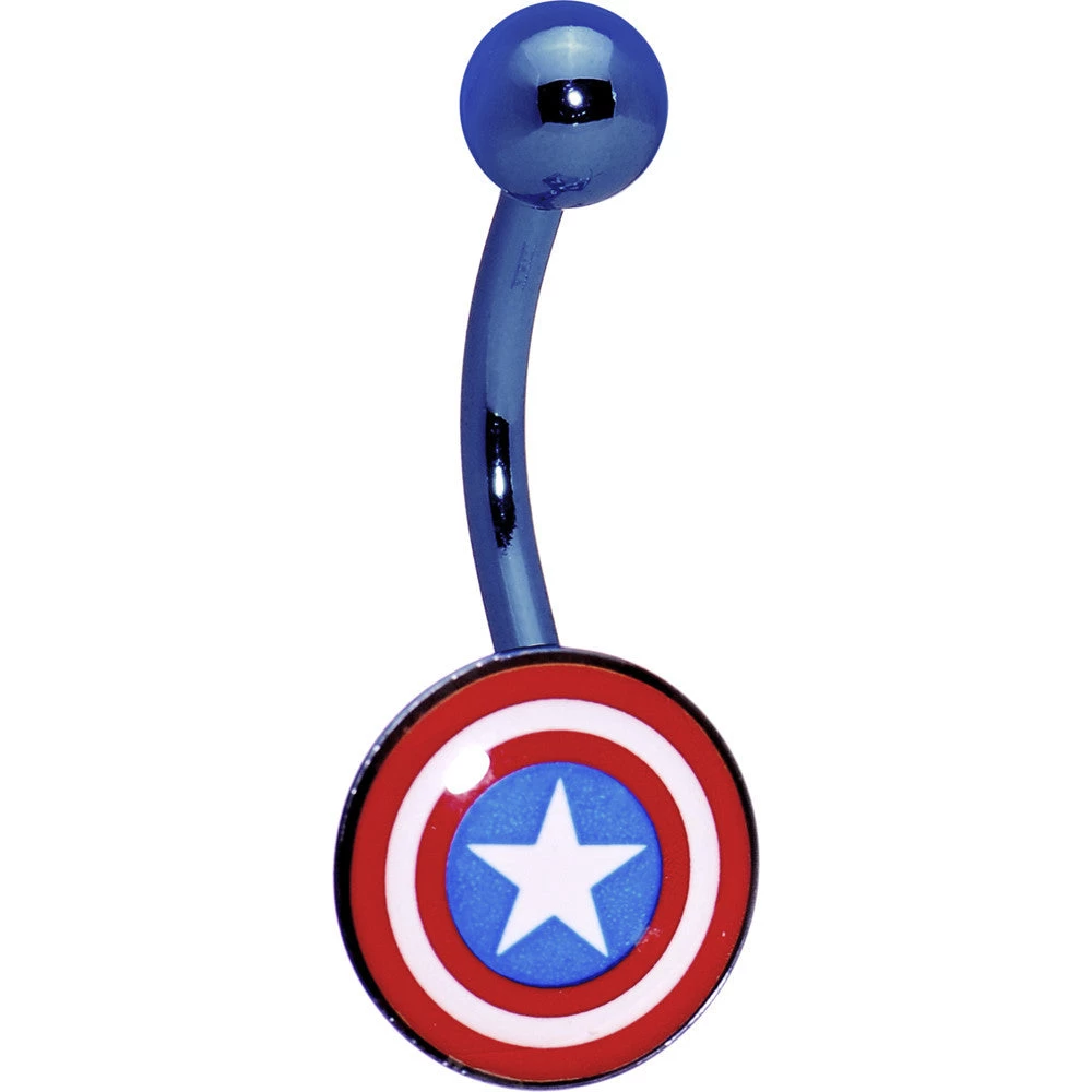 Anodized Captain American Belly Ring 1 Anodized Captain American Belly Ring