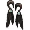 7/16 Organic Areng Wood Spirit Feathers Hanger Plug Set