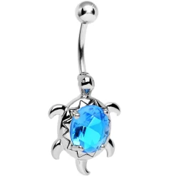 Gaby Aqua Gem Swimming Turtle Belly Ring