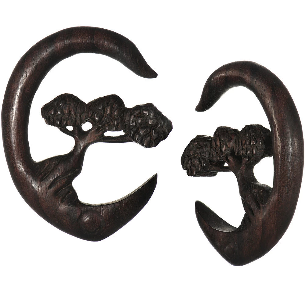 0 Gauge Organic Sono Wood Bonsai Tree Hanger Plug Set 1 0 Gauge Organic Sono Wood Bonsai Tree Hanger Plug Set