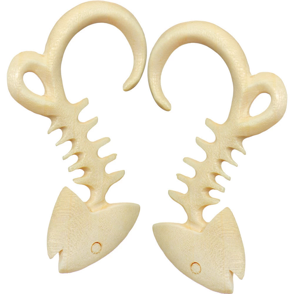 4 Gauge Organic Crocodile Wood Fish Hook Hand Carved Hanger Plug Set 1 4 Gauge Organic Crocodile Wood Fish Hook Hand Carved Hanger Plug Set