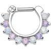 Gaby 14 Gauge 1/4 Alluring Faux Opal And Light Purple Gem Septum Clicker