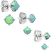 Gaby Brilliant Green Synthetic Opal Stud Earrings 3 Pair Set