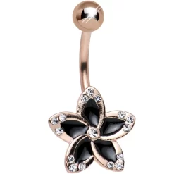 Gaby Clear Gem Rose Gold Plated Midnight Pitch Flower Belly Ring -Body Jewelry Store 53173 407b6f8b e2de 4337 a26c b3459b90f77a