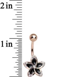 Gaby Clear Gem Rose Gold Plated Midnight Pitch Flower Belly Ring -Body Jewelry Store 53173 63c35ba8 625e 4856 b4c5 ecf6d44a6573