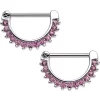 14 Gauge 1/2 Pink Gem Glamorous Nipple Clicker Set