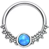 14 Gauge 1/2 Synthetic Blue Opal Drops Of Dew Captive Ring