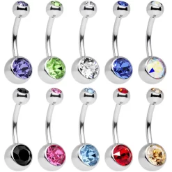 Momo 10 Piece Multicolor Belly Ring Pack Set Created With Crystals