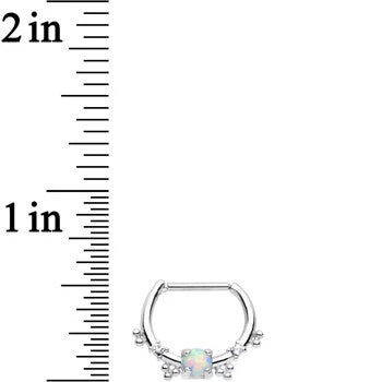 Gaby 16 Gauge Clear Gem Iridescent Imitation Opal Simple Septum Clicker 2 Gaby 16 Gauge Clear Gem Iridescent Imitation Opal Simple Septum Clicker - Image 2