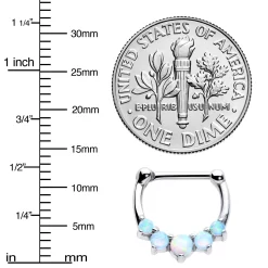 16 Gauge 1/4 White Synthetic Opal Steel Bar Simple Septum Clicker -Body Jewelry Store 58553.otherimage3