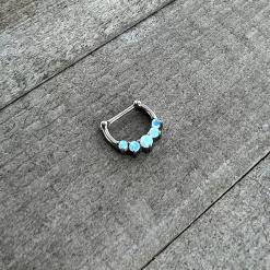 16 Gauge 1/4 White Synthetic Opal Steel Bar Simple Septum Clicker -Body Jewelry Store 58553.otherimage6