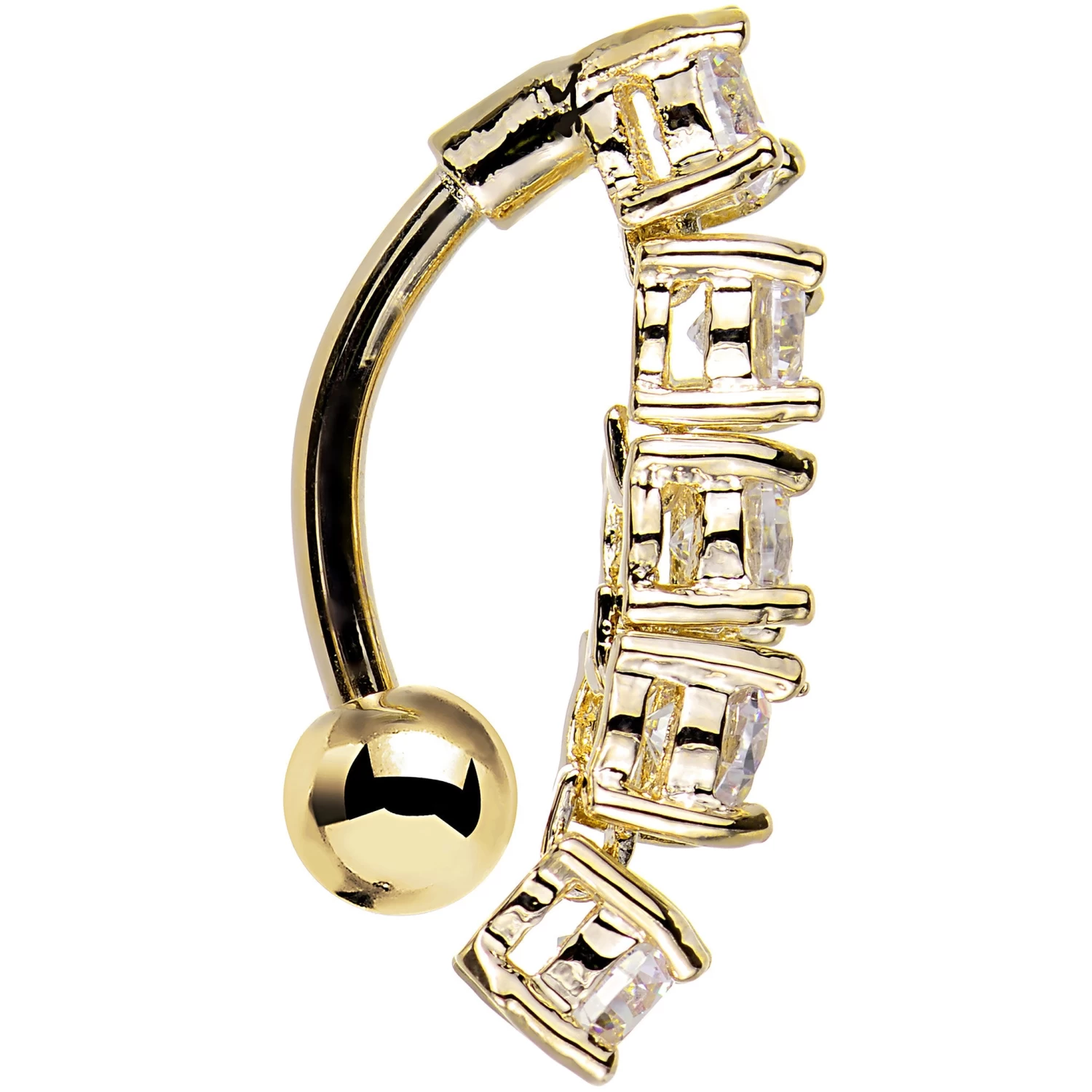 Gaby Clear Cubic Zirconia Plated Cinco Top Mount Belly Ring 2 Gaby Clear Cubic Zirconia Plated Cinco Top Mount Belly Ring - Image 2