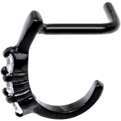 18 Gauge Clear Gem Black PVD Faux Hoop L Shaped Nose Ring -Body Jewelry Store 59232 02179925 981a 4635 b8c3 6c6ddd8affea