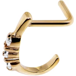 Gaby 18 Gauge Clear Gem Gold PVD Faux Hoop L Shaped Nose Ring 7 Gaby 18 Gauge Clear Gem Gold PVD Faux Hoop L Shaped Nose Ring -Body Jewelry Store 59237 6a0da134 201b 49f1 91e8 e972ed387958
