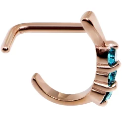 Gaby 18 Gauge Aqua Gem Rose Gold PVD Faux Hoop L Shaped Nose Ring 6 Gaby 18 Gauge Aqua Gem Rose Gold PVD Faux Hoop L Shaped Nose Ring -Body Jewelry Store 59241 496bc542 60a9 45cf b5bb a156354821f1