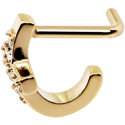 18 Gauge Clear Gem Gold PVD Cross Faux Hoop L Shaped Nose Ring -Body Jewelry Store 59250 85f74540 cf63 4767 a612 a860c4f8e25d