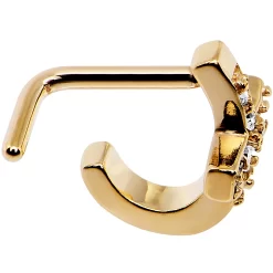 18 Gauge Clear Gem Gold PVD Cross Faux Hoop L Shaped Nose Ring -Body Jewelry Store 59250 f3aca3f8 907c 4505 aedd 9c04a02cca4d