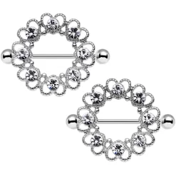 Gaby 14 Gauge 1 1/16 Clear Gem Always Angelic Halo Heart Nipple Shield Set