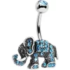 Aqua Gem Lucky Little Elephant Belly Ring