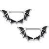 Gaby 14 Gauge 1/2 Stainless Steel Halloween Bat Wings Nipple Clicker Set