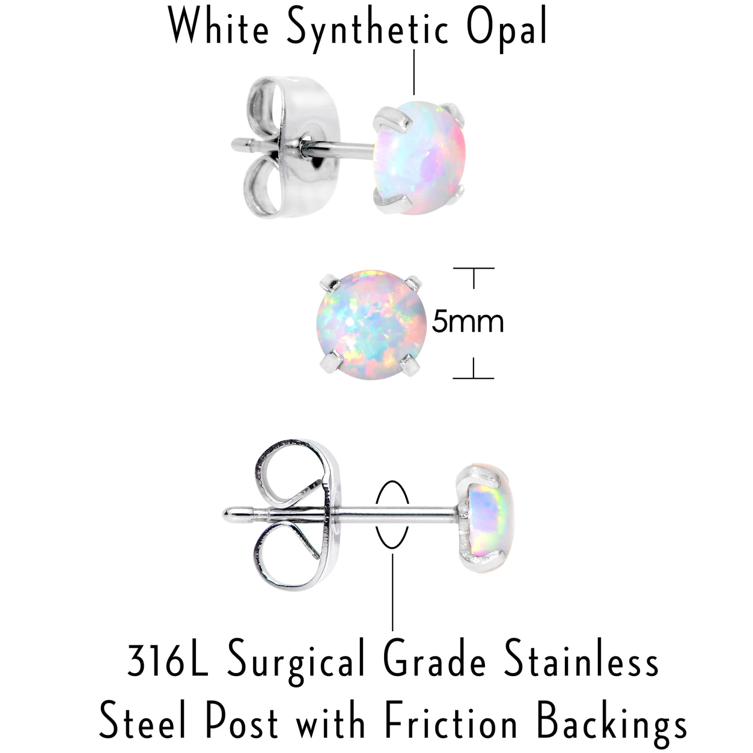 Gaby White Synthetic Opal Stainless Steel Post Stud Earring Pack Set Of 3 5 Gaby White Synthetic Opal Stainless Steel Post Stud Earring Pack Set Of 3 - Image 5
