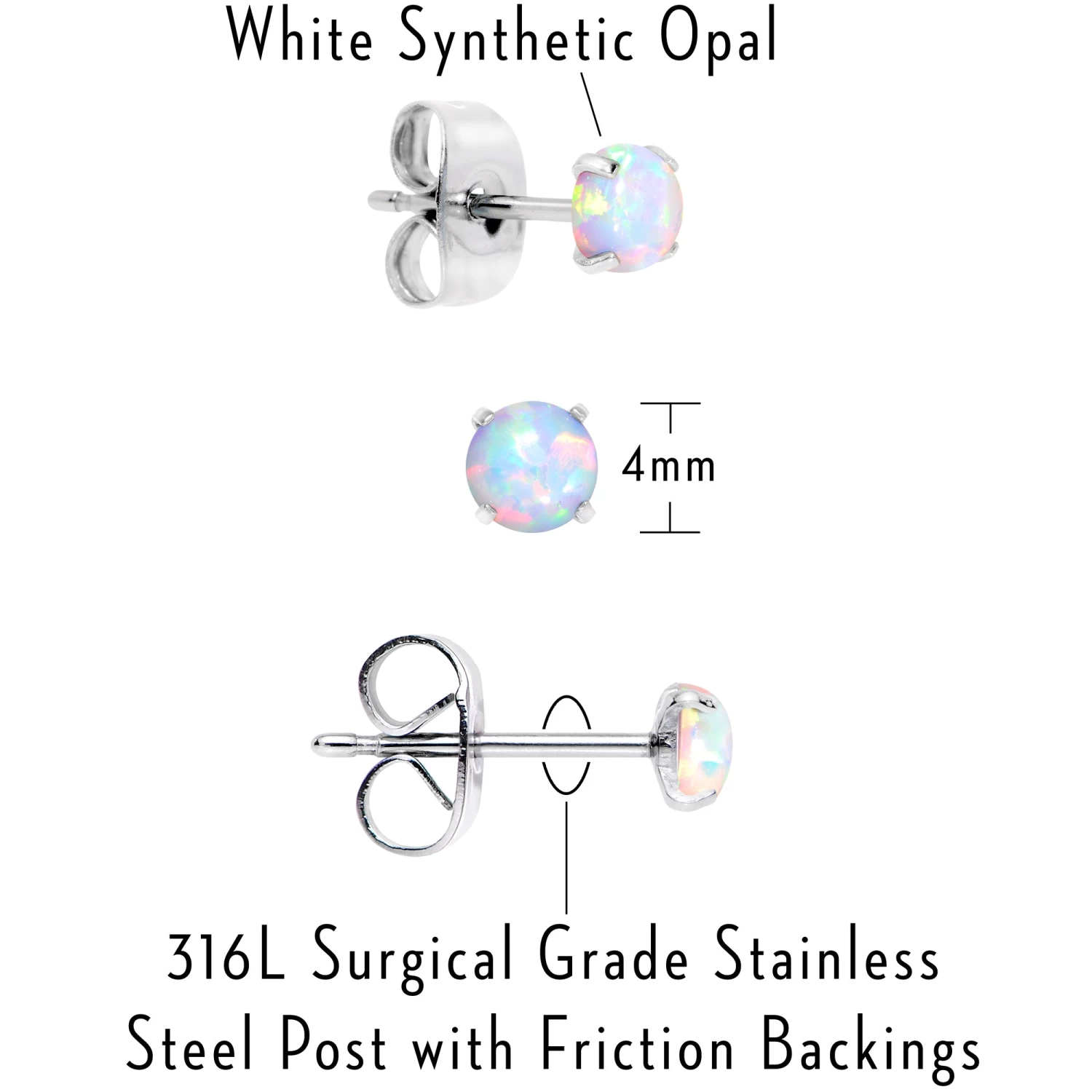 Gaby White Synthetic Opal Stainless Steel Post Stud Earring Pack Set Of 3 6 Gaby White Synthetic Opal Stainless Steel Post Stud Earring Pack Set Of 3 - Image 6