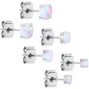 Gaby White Synthetic Opal Stainless Steel Post Stud Earring Pack Set Of 3