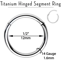 14 Gauge 1/2 Solid G23 Implant Grade Titanium Hinged Segment Ring -Body Jewelry Store 61754.otherimage3