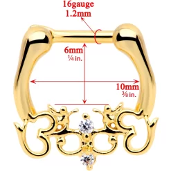 1/4 Clear CZ Gem Gold Tone Anodized Angel Swirl Nipple Clicker Set -Body Jewelry Store 63021 copy