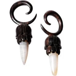 White Stone Iron Wood Tribal Spiral Taper Set 5mm To 8mm -Body Jewelry Store 63799.main 177560ee c618 46db a24c 6ae0839a0c07