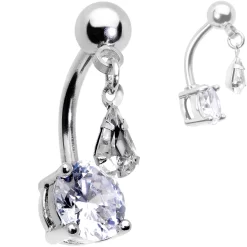 Gaby Clear Black Purple CZ Gem Top Mount Dangle Belly Ring Set Of 3 -Body Jewelry Store 63820.otherimage2