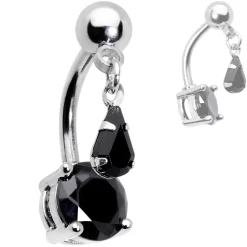 Gaby Clear Black Purple CZ Gem Top Mount Dangle Belly Ring Set Of 3 -Body Jewelry Store 63820.otherimage4