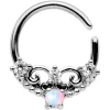 16 Gauge 5/16 White Synthetic Opal Ornate Tiara Seamless Circular Ring