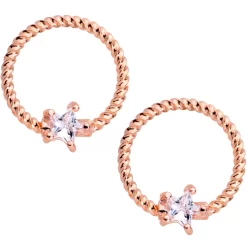 Gaby 14 Gauge Clear CZ Gem Star Rose Gold Hue BCR Barbell Nipple Ring Set 5 Gaby 14 Gauge Clear CZ Gem Star Rose Gold Hue BCR Barbell Nipple Ring Set -Body Jewelry Store 64056.otherimage2
