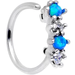 20 Gauge 5/16 Blue Synthetic Opal Staccato Seamless Circular Ring