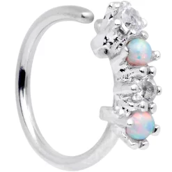 20 Gauge 5/16 White Synthetic Opal Staccato Seamless Circular Ring