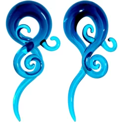Blue Glass Translucent Swirl Twirl Spiral Taper Set 6mm To 12mm -Body Jewelry Store 64143.main f2e349e7 c3db 4a03 8f5f e132840ea4b3