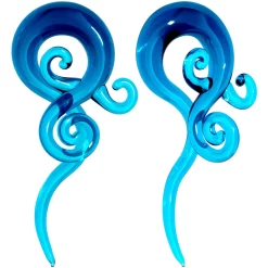 Blue Glass Translucent Swirl Twirl Spiral Taper Set 6mm To 12mm -Body Jewelry Store 64144.main f2bb690d 60ad 45bf 91b3 91c861100861