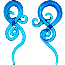 Blue Glass Translucent Swirl Twirl Spiral Taper Set 6mm To 12mm -Body Jewelry Store 64147.main b8173318 98f8 4bde bd3b 5e3dac508220