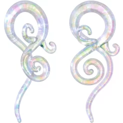 White Glass Shimmer Swirl Twirl Spiral Taper Set 6mm To 12mm 6 White Glass Shimmer Swirl Twirl Spiral Taper Set 6mm To 12mm -Body Jewelry Store 64151.main 4fc48d3f 52e3 4d17 992a 094ccc79dafe