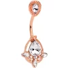 Clear Gem Rose Gold Tone Tear Drop Heaven Double Mount Belly Ring