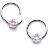 16 Gauge 3/8 Aurora Gem Petal Flower Hinged Segment Ring Set