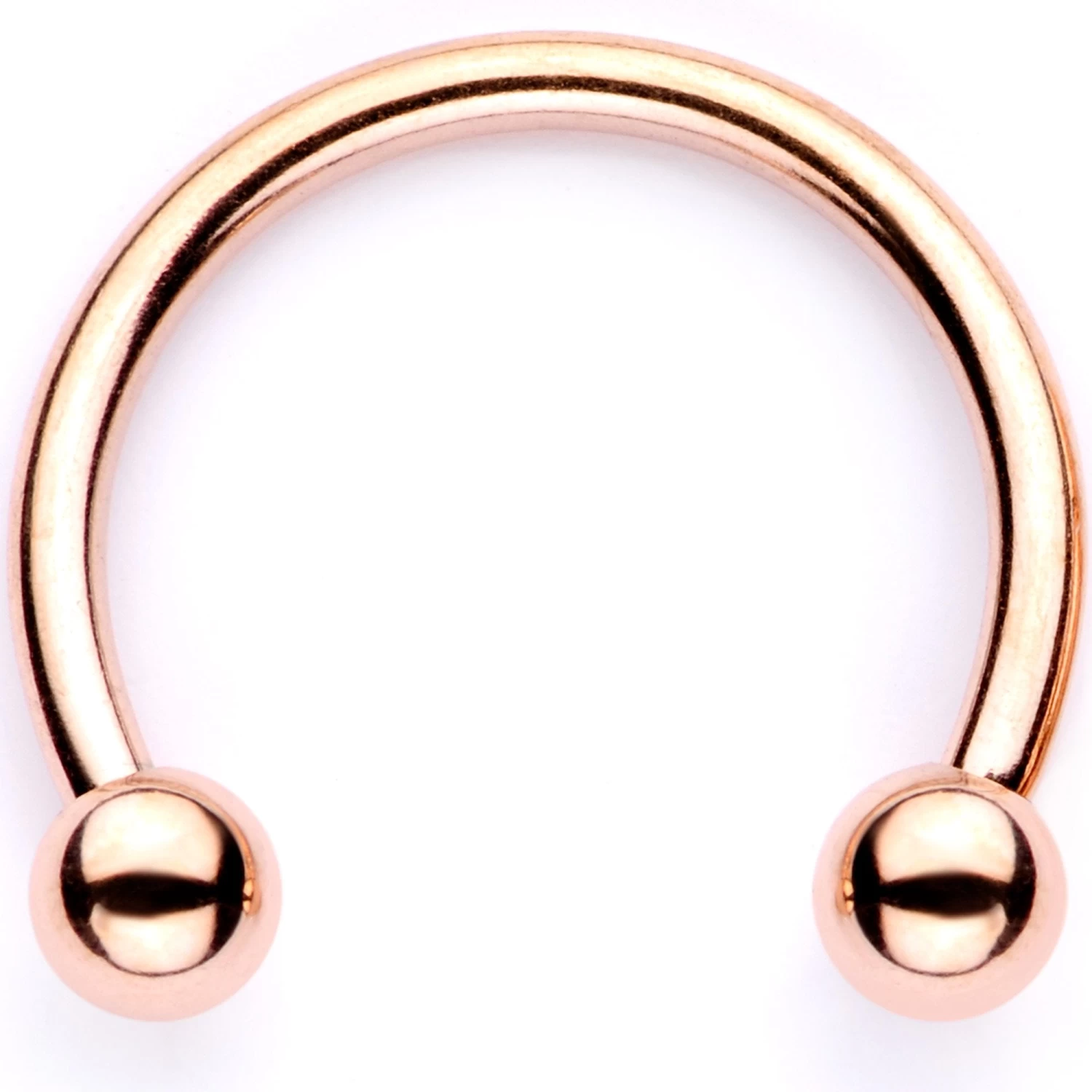 16 Gauge 3/8 White Faux Opal Rose Gold Tone Twisted Horseshoe BCR Captive Ring Set 4 16 Gauge 3/8 White Faux Opal Rose Gold Tone Twisted Horseshoe BCR Captive Ring Set - Image 4